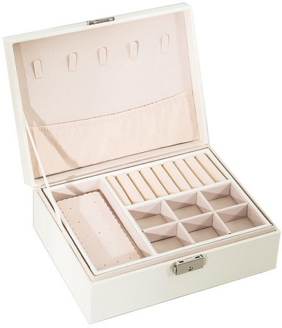 리빙공감 2단 오픈형 칸분할 쥬얼리 보관함, 화이트, 1개