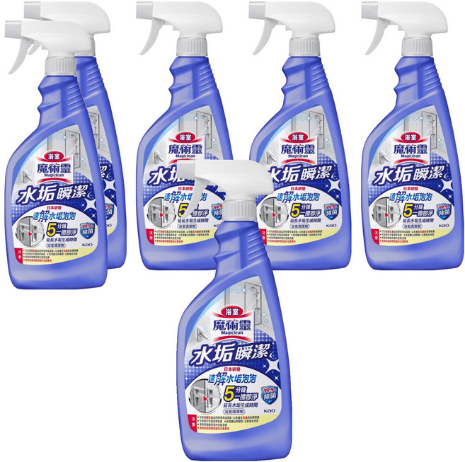 Kao 花王 Magiclean 魔術靈 台灣公司貨 浴室清潔劑 水垢瞬潔 噴槍瓶, 500ml, 6瓶