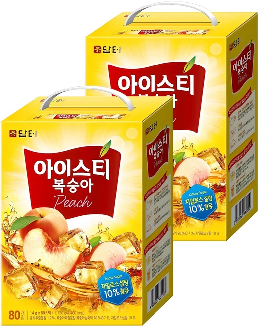 담터 아이스티 복숭아, 14g, 80개입, 2개 - 쿠팡