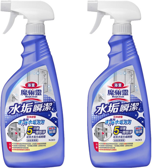 Kao 花王 Magiclean 魔術靈 台灣公司貨 浴室清潔劑 水垢瞬潔 噴槍瓶, 500ml, 2瓶