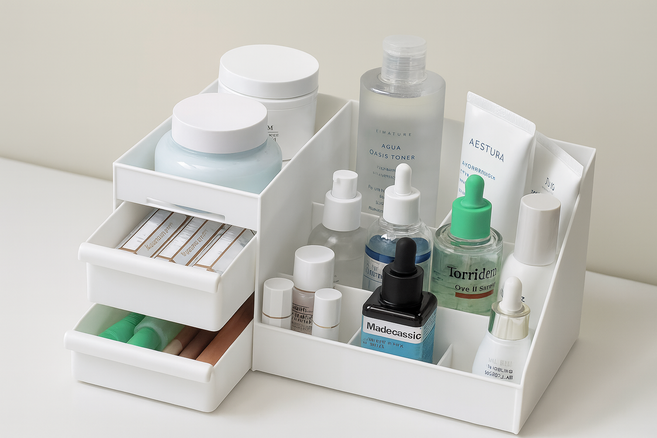 그뤠잇라이프 다용도 화장품 정리함, 화이트, 1개