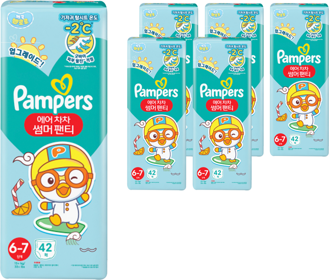 팸퍼스 에어차차 썸머팬티 여름기저귀, 6단계, 252매