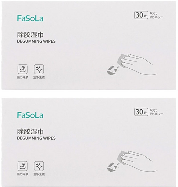 FaSoLa 多功能除膠濕紙巾 FA-DZ-482, 43g, 1入, 2盒