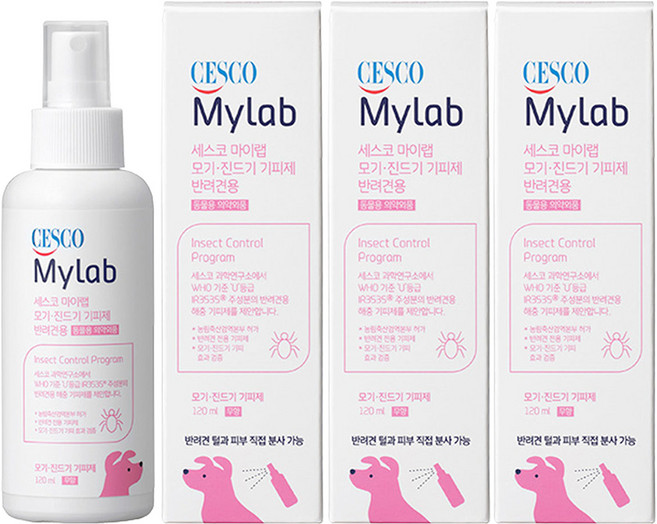 세스코마이랩 모기 진드기 기피제 반려견용, 혼합색상, 120ml, 3개