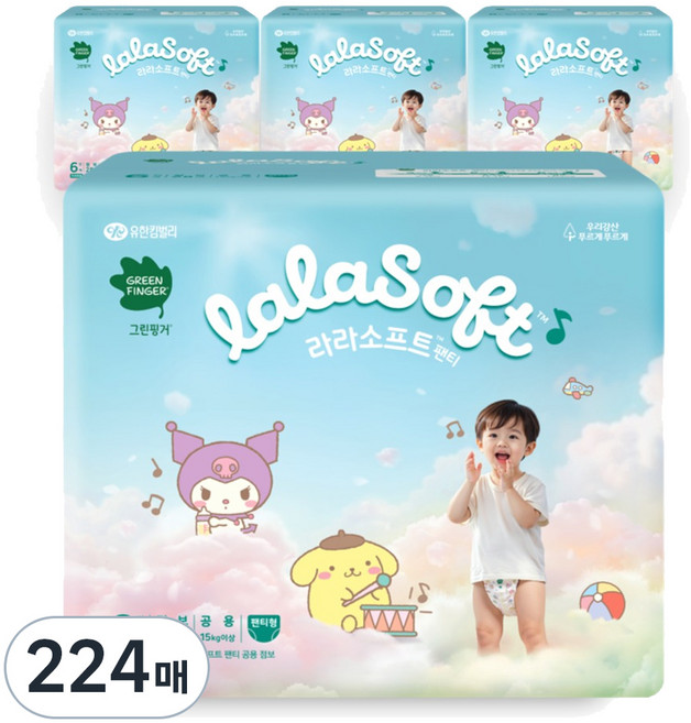 그린핑거 라라소프트 팬티형 기저귀 남여공용, 6단계, 224매