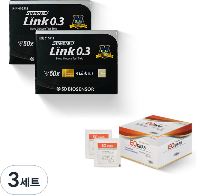 에스디바이오센서 글루코나비 스텐다드 링크 0.3 혈당시험지 50매 2p + 알콜솜 100p, 3세트