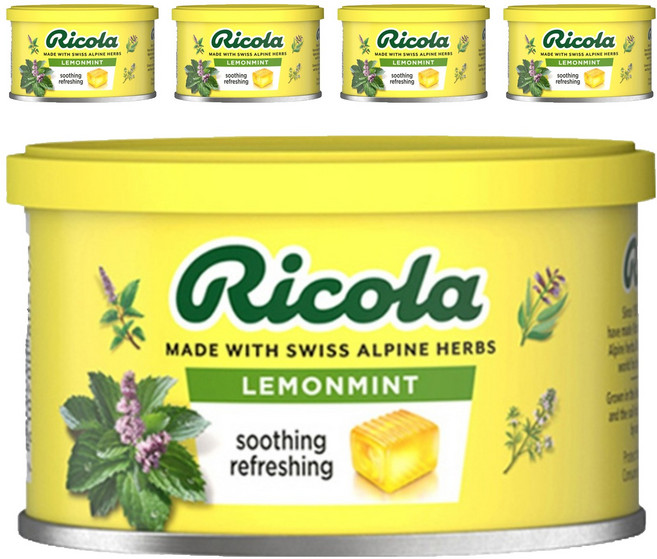 리콜라 스위스 레몬민트맛 캔디, 100g, 5개