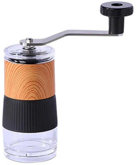 SUNORO 5檔粗細 迷你便攜 家用手動乾式食材研磨器 咖啡磨豆機, 木紋, 30ml, 1個