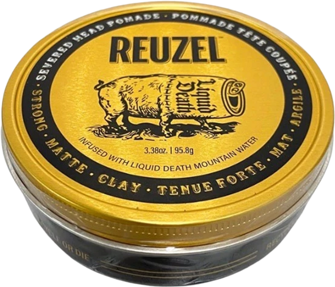 REUZEL 黑金豬強力黏土級水性霧面髮蠟 95g 持久強效定型 增加自然清晰線條紋理, 1個