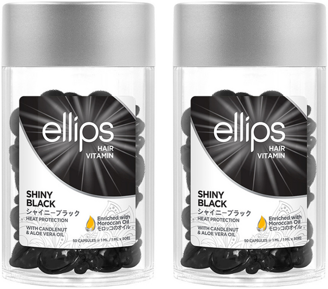 엘립스 헤어 비타민 샤이니 블랙 위드 캔들넛 앤 알로에베라 50p, 50ml, 2개