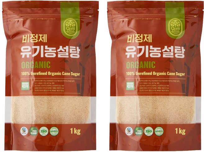 오르코 비정제 유기농 설탕, 2개, 1kg