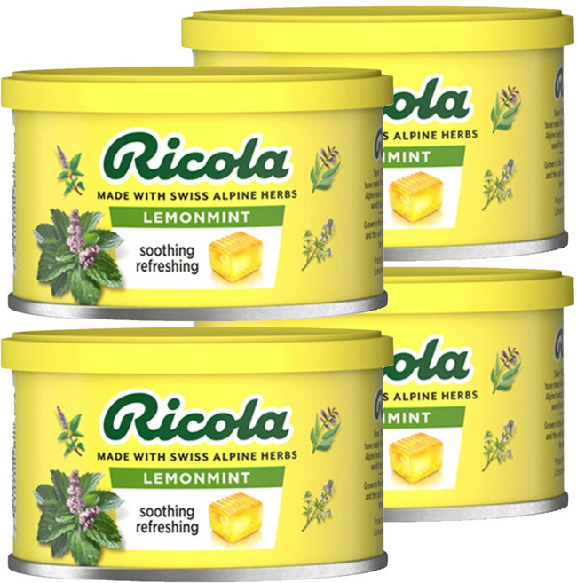 스위스 허브캔디 리콜라 레몬민트드럼, 100g, 4개
