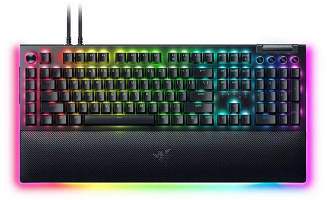 RAZER 雷蛇 黑寡婦蜘幻彩版V4鍵盤 原廠保固, 黑色, 黑寡婦蜘幻彩版V4, 黃軸
