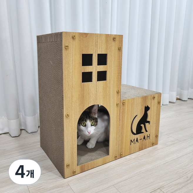 MAAH 고양이 계단 숨숨집 수직 스크래쳐, 우드, 4개