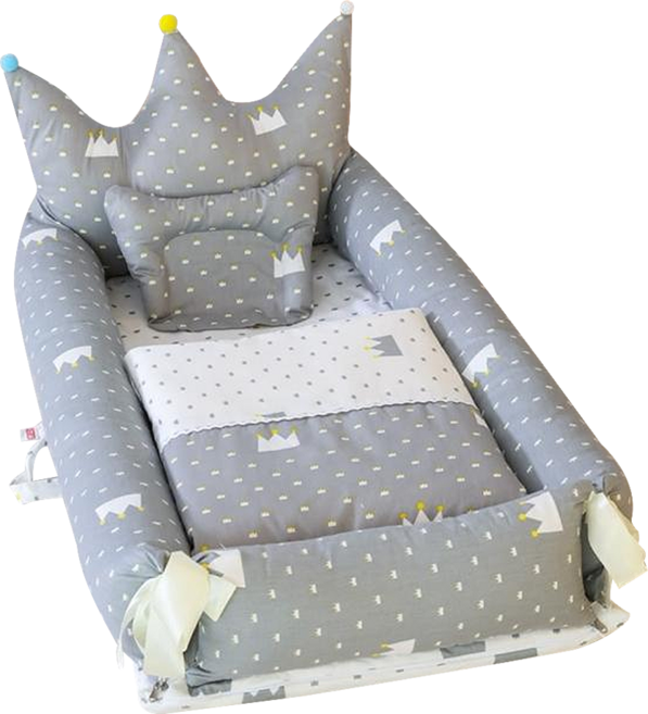 Kori Deer 可莉鹿 便攜式可折疊純棉多功能床中床附被子, 灰色皇冠