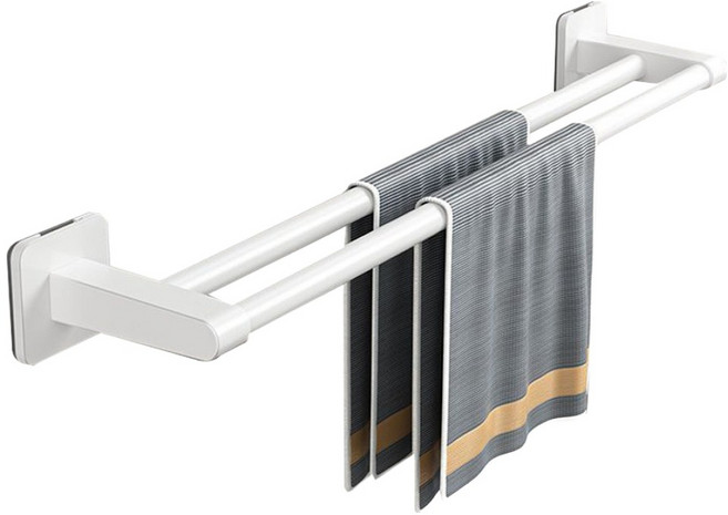 한봄누리 무타공 수건걸이 와이드 2단 60cm, 화이트, 1개