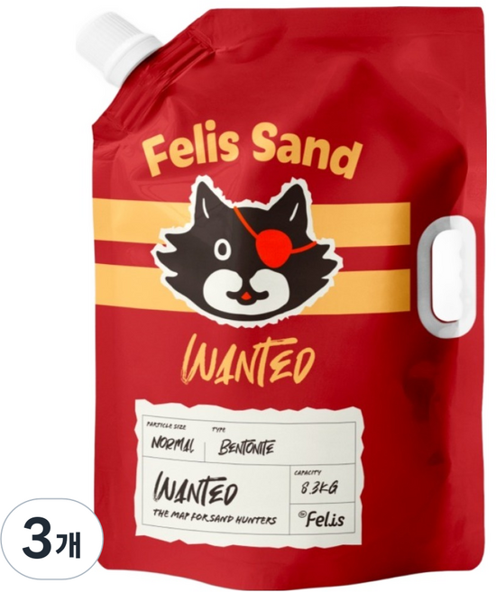 닥터펠리스 응고형 원티드 고양이 모래, 8.3kg, 3개, 무향