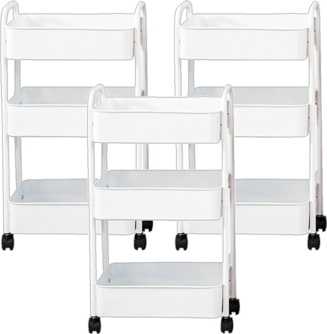 置物手推車 3層, 白色, 3個