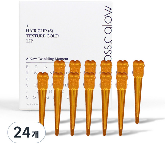gloss&glow 韓國製造 無痕鯊魚夾 小, 質感金, 24個