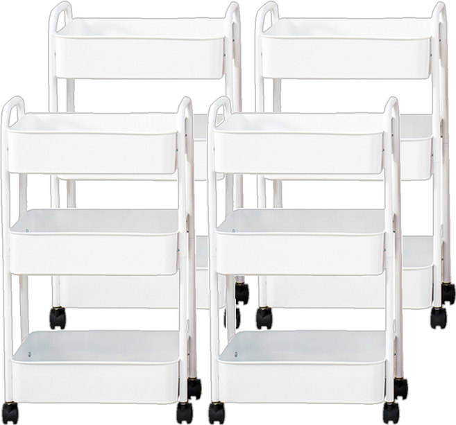 置物手推車 3層, 白色, 4個
