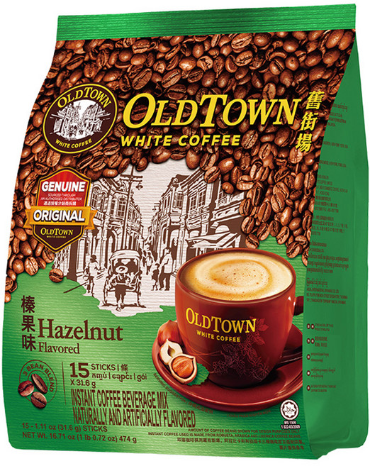 OLDTOWN WHITE COFFEE 舊街場白咖啡 3合1榛果味白咖啡, 31.6g, 15包, 1袋