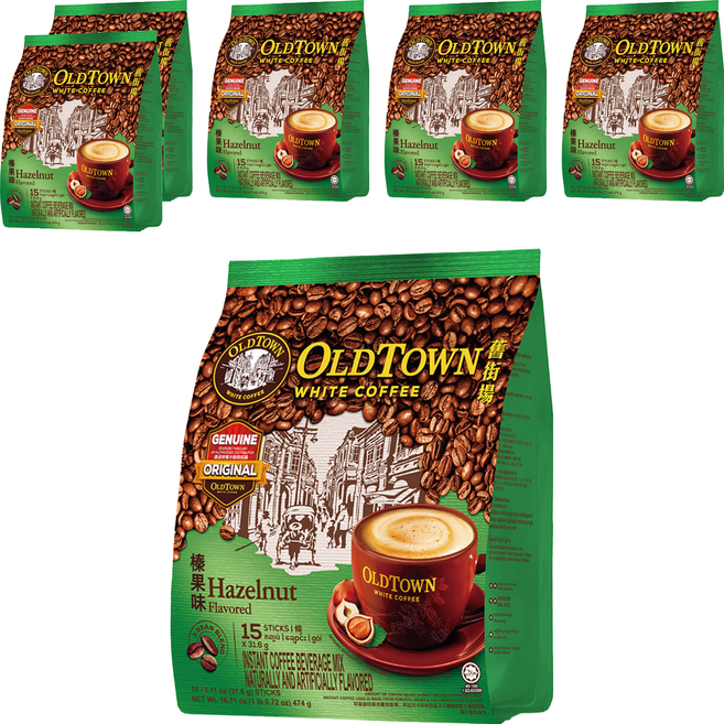 OLDTOWN WHITE COFFEE 舊街場白咖啡 3合1榛果味白咖啡, 31.6g, 15包, 6袋