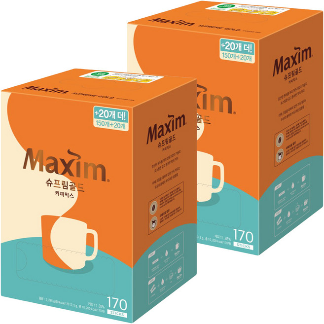 맥심 슈프림 골드 커피믹스, 13.5g, 170개입, 2개