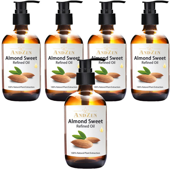 ANDZEN 安得仁 甜杏仁油 玻璃瓶裝 按摩油保濕油基礎油基底油, 250ml, 5件