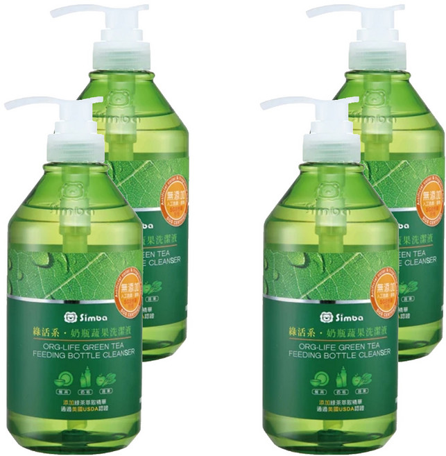 Simba 小獅王辛巴 綠活系奶瓶蔬果洗潔液, 4瓶, 800ml