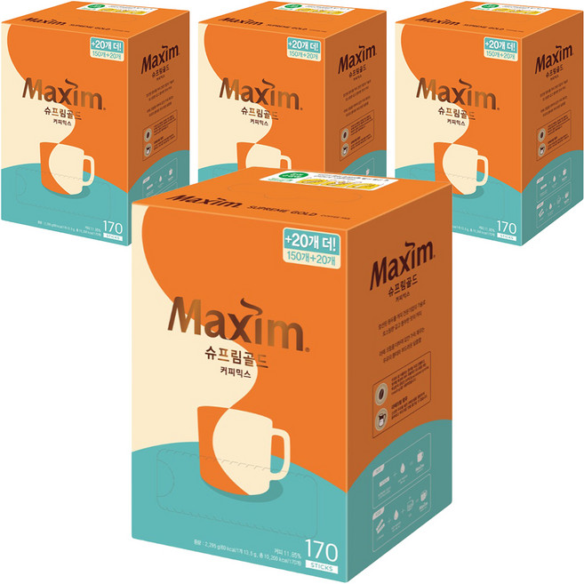맥심 슈프림 골드 커피믹스, 13.5g, 170개입, 4개
