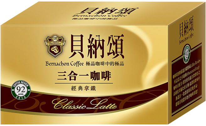貝納頌 三合一咖啡 經典拿鐵, 20g, 25包, 1盒