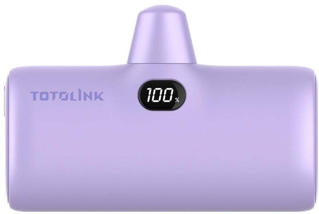 TOTOLINK 快充直插式行動電源 USB-C 81 x 52 x 27mm 98g, 5000C, 荷紫色
