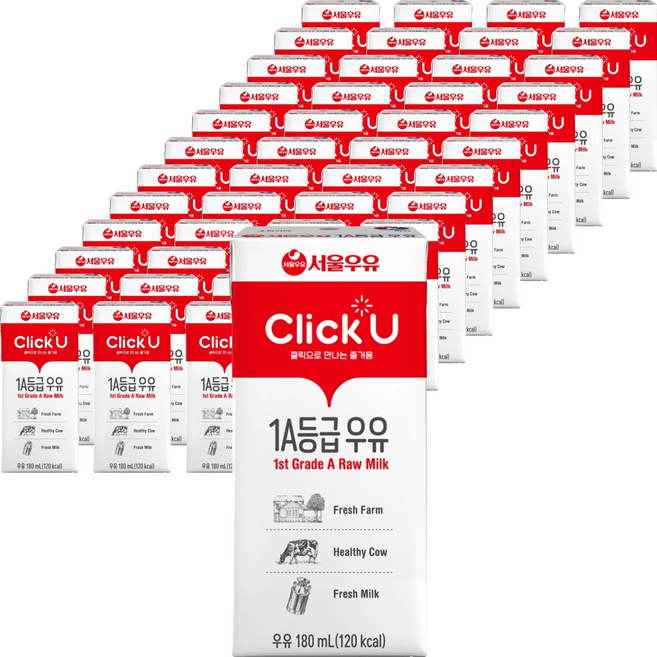 클릭유 1A등급 우유, 180ml, 48개