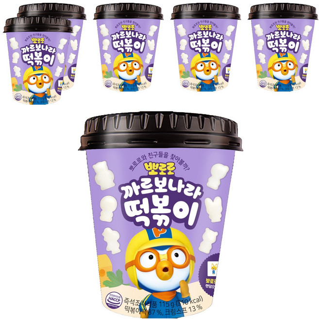 어니스트에프엔비 뽀로로 까르보나라 떡볶이, 115g, 6개