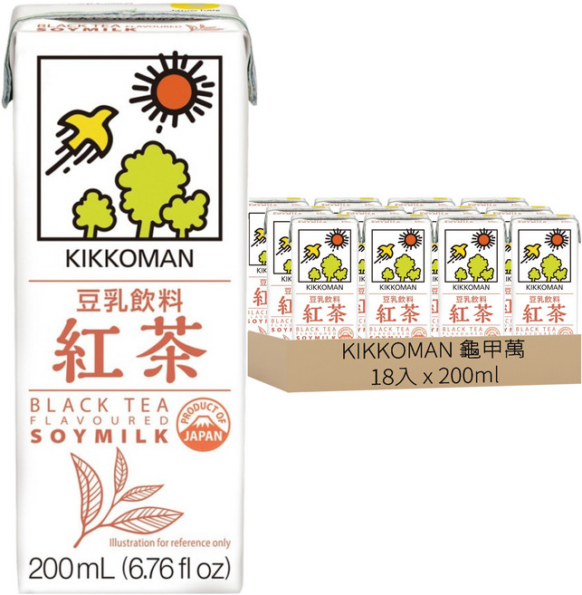 KIKKOMAN 龜甲萬 豆乳 紅茶風味, 200ml, 18瓶