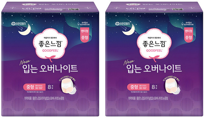 좋은느낌 입는 오버나이트, 8개입, 2개
