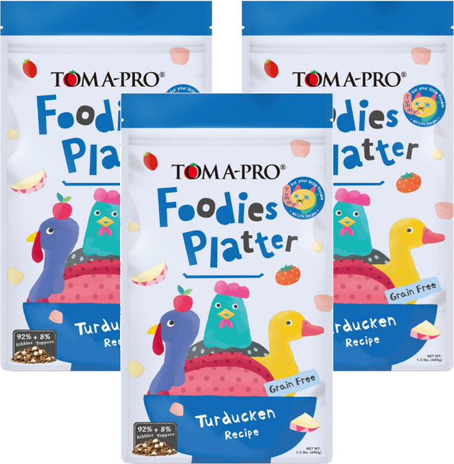 TOMA-PRO 優格 全齡貓 吃貨拼盤高肉量配方飼料, 爐烤火鴨雞佐蘋果, 680g, 3袋
