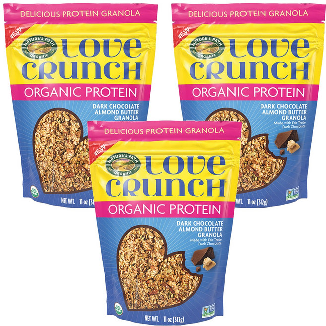 네이쳐스패스 러브크런치 다크초코 아몬드버터 프로틴, 312g, 3개