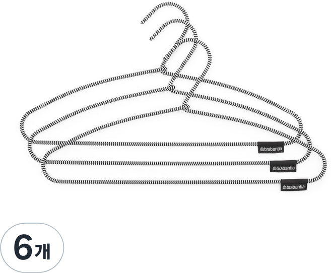 브라반티아 소프트터치 옷걸이, 블랙 + 화이트, 6개