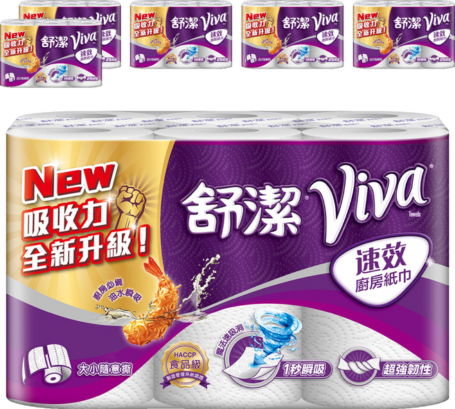 Kleenex 舒潔 食安級耐用廚房紙巾 大小隨意撕 108張, 6捲, 6袋