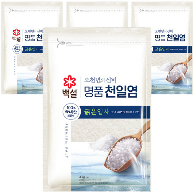 백설 오천년의 신비 명품 천일염 굵은입자, 4개, 3kg