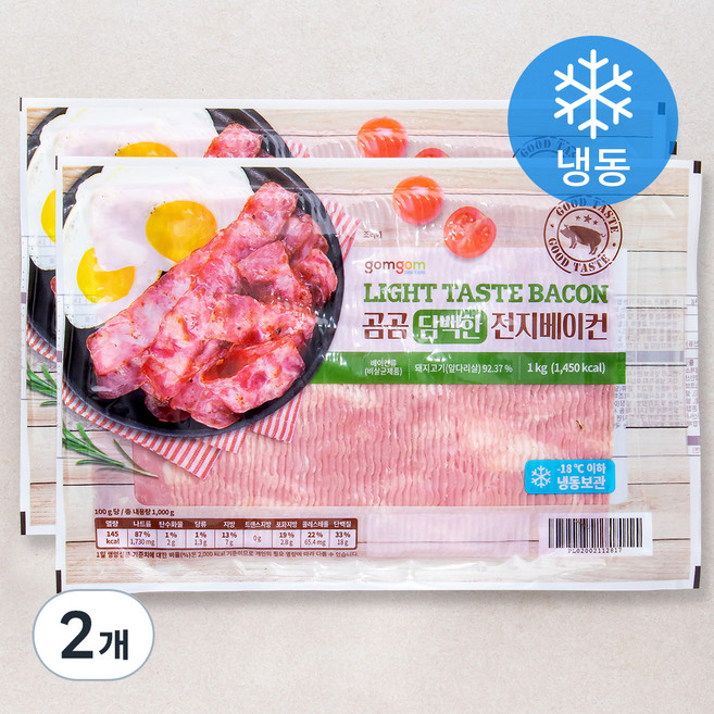 곰곰 담백한 전지베이컨(냉동), 1kg, 2개