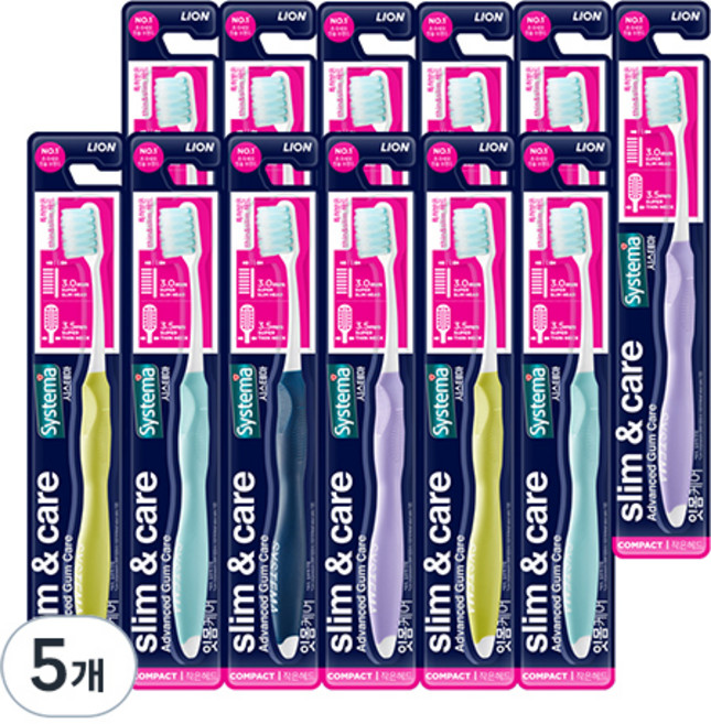 시스테마 슬림앤케어 칫솔 콤팩트, 5개, 12개입