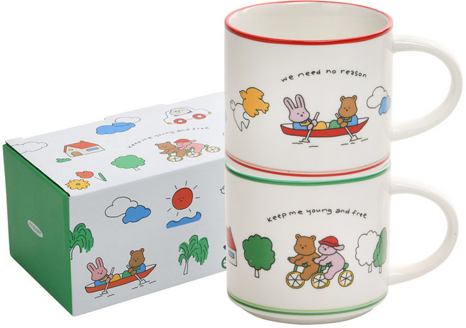 데일리라이크 마이 버디 머그컵 2p 세트 360ml, Greenday, 2개