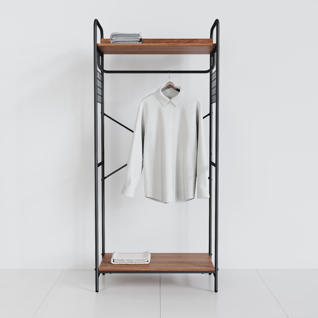 하비티 베이직 2단 선반 행거, 블랙