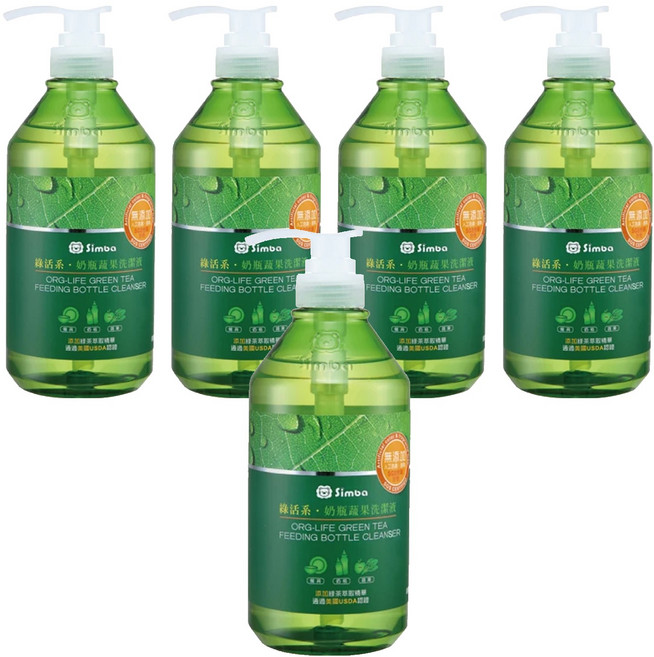 Simba 小獅王辛巴 綠活系奶瓶蔬果洗潔液, 800ml, 5瓶