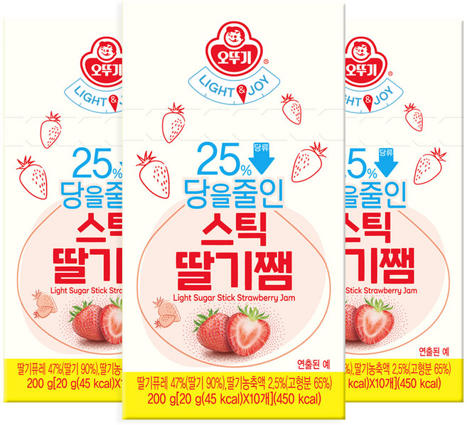 오뚜기 라이트앤조이 당을줄인 스틱딸기잼, 20g, 30개