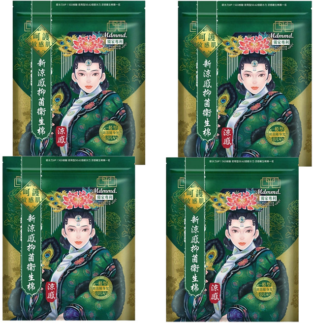 Mdmmd. 明洞國際 後宮 新涼感抑菌衛生棉 涼感款 台灣設計 舒適清潔, 一般型(24.5cm), 8片, 4包