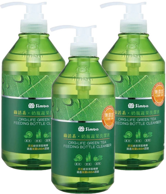 Simba 小獅王辛巴 綠活系奶瓶蔬果洗潔液, 800ml, 3瓶
