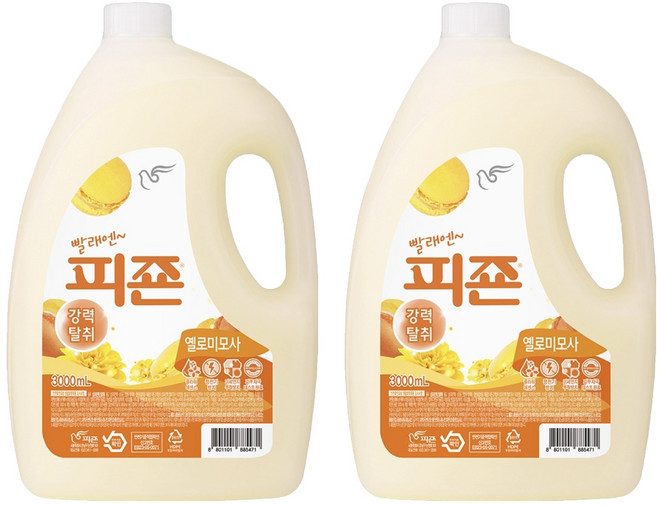피죤 레귤러 섬유유연제 옐로미모사 본품, 3L, 2개